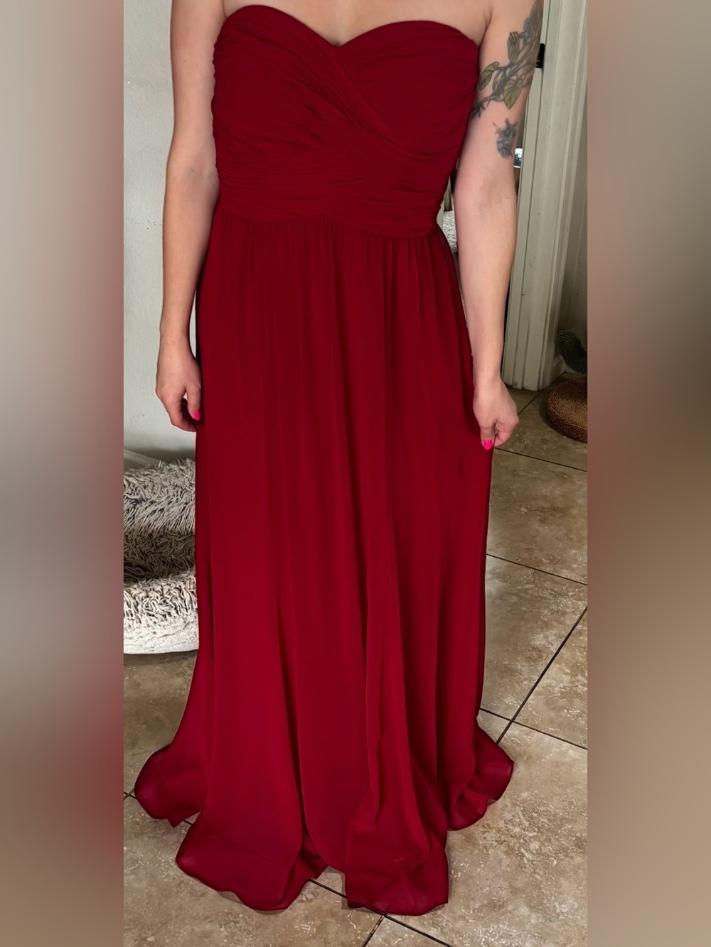 Ralph Lauren Strapless Deep Red Evening Gown